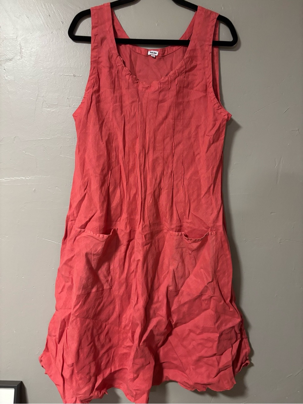 Italian Sleeveless Coral Pink Women's Pocket Dress